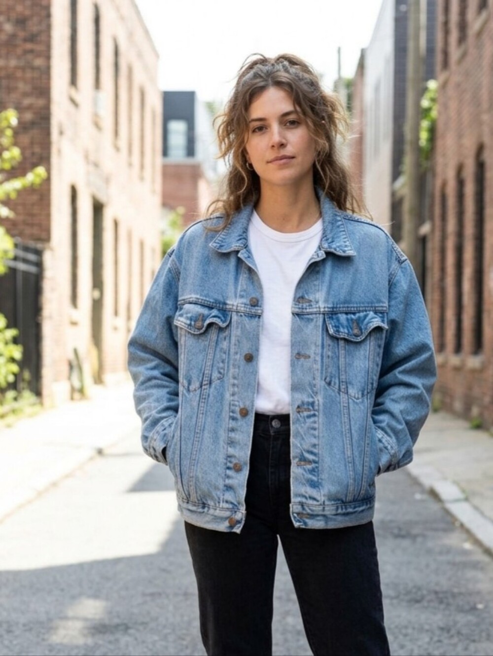 Vintage 90s Canyon River Blues Light Wash Denim Trucker Jacket Oversized Medium